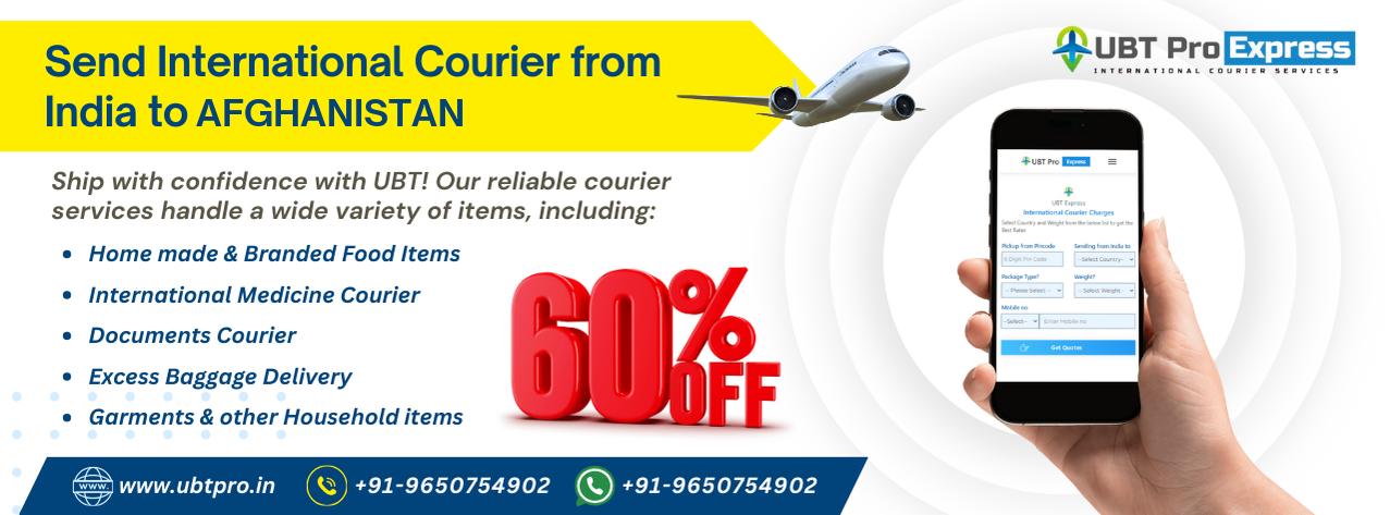 International Courier from India to Afghanistan, affordable shipping for documents, food, medicines, and more.