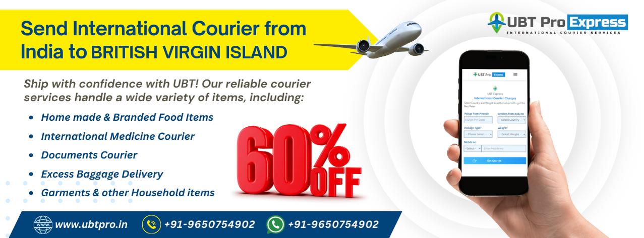 International Courier from India to British virgin island, affordable shipping for documents, food, medicines, and more.