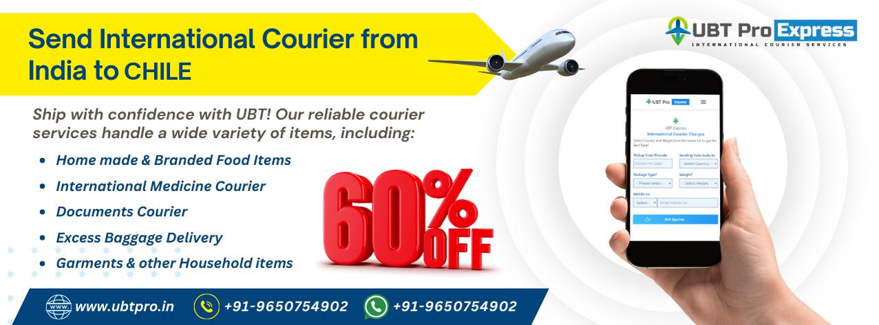 International Courier from India to Chile, affordable shipping for documents, food, medicines, and more.